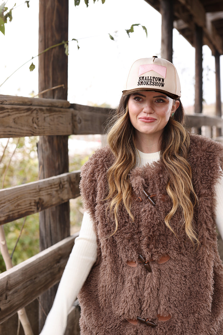 Small Town Smokeshow Trucker Hat - Blush/Olive