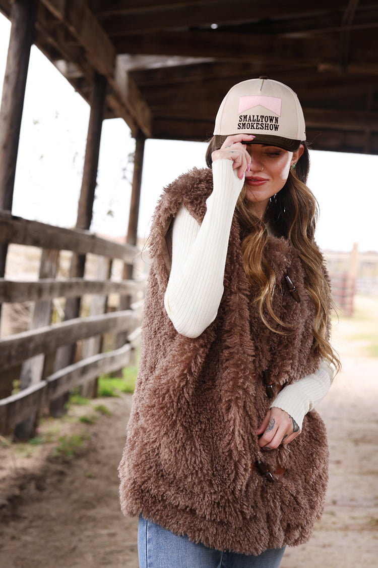 Small Town Smokeshow Trucker Hat - Blush/Olive