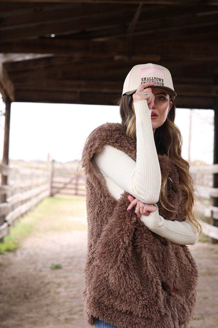 Small Town Smokeshow Trucker Hat - Blush/Olive