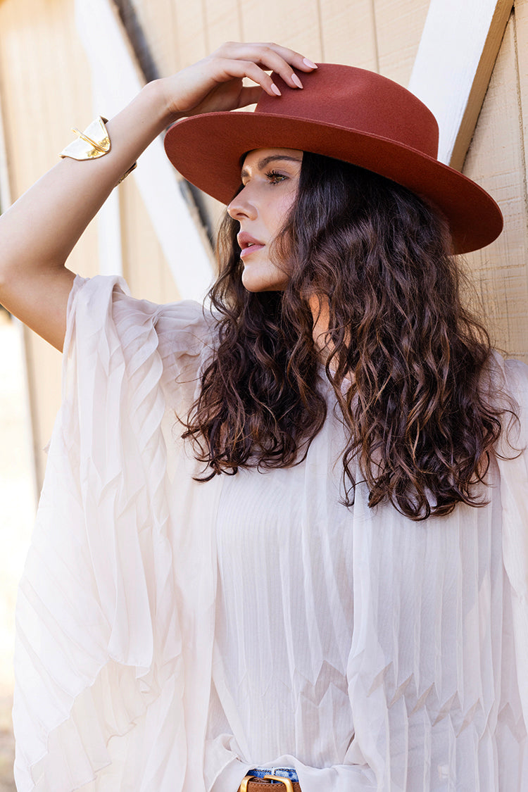 Lenny Wool Short-Brim Hat - Rust