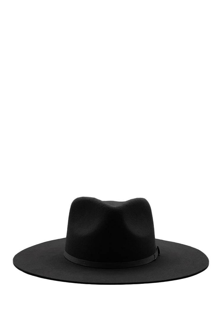 Black fedora flat brim hat for custom hat bar-Fleastyle