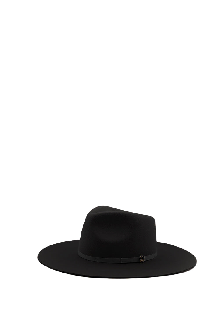 Black fedora flat brim hat for custom hat bar-Fleastyle