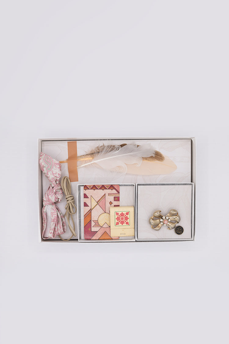 Hat Styling Kit - Bohemian with hat accessories to customize a hat including feathers, bandana, matchbook, playing card and vintage brooch-Fleastyle -Wholesale-Fleastyle