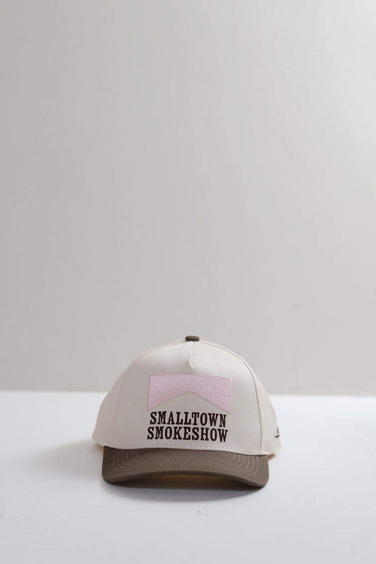 Small Town Smokeshow Trucker Hat - Blush/Olive