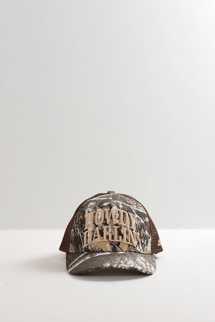 Howdy Darlin' Camo Trucker Hat - Beige