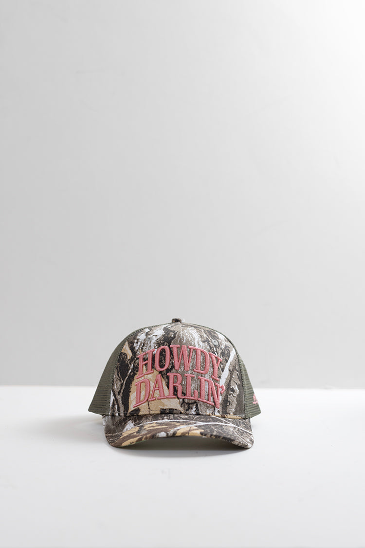 Howdy Darlin' Camo Trucker Hat - Pink