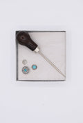 Western Hat Pin Kit - Silver/Turquoise featuring an awl piercing tool and three classic western silver and turquoise pins in various sizes to customize the brim or crown of a hat-FleaStyle