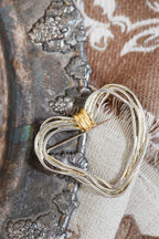 Vintage and Gold Silver Twisted Large Heart Brooch used to customize hat bands on flat brim or western cowboy hats-FleaStyle