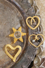 Vintage Gold Rope Heart with Silver and Black Detail Brooch for decorating hat bands on flat brim and cowboy hats-FleaStyle