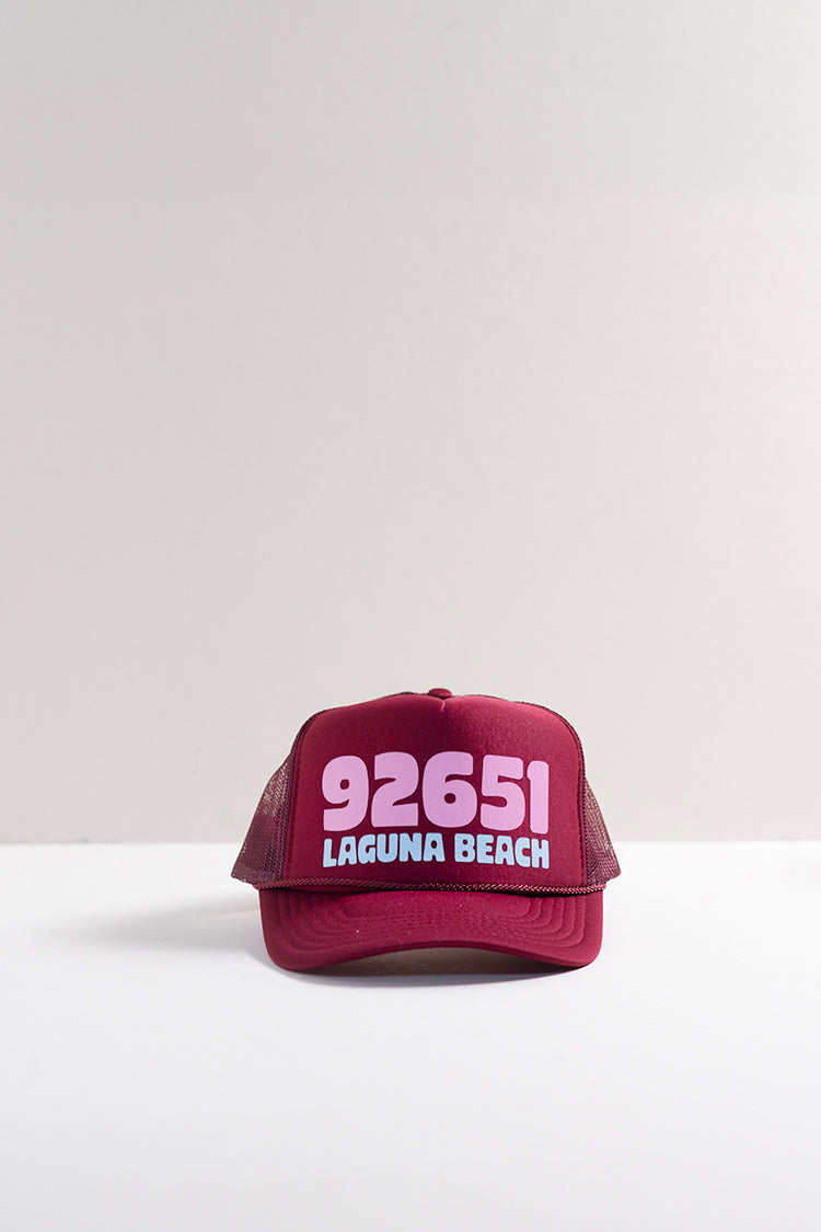 Laguna Zip Code Trucker Hat - Maroon