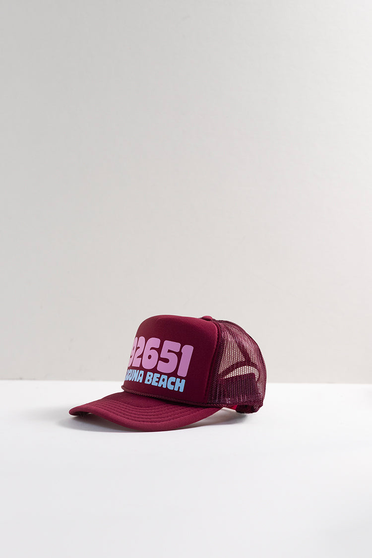 Laguna Zip Code Trucker Hat - Maroon