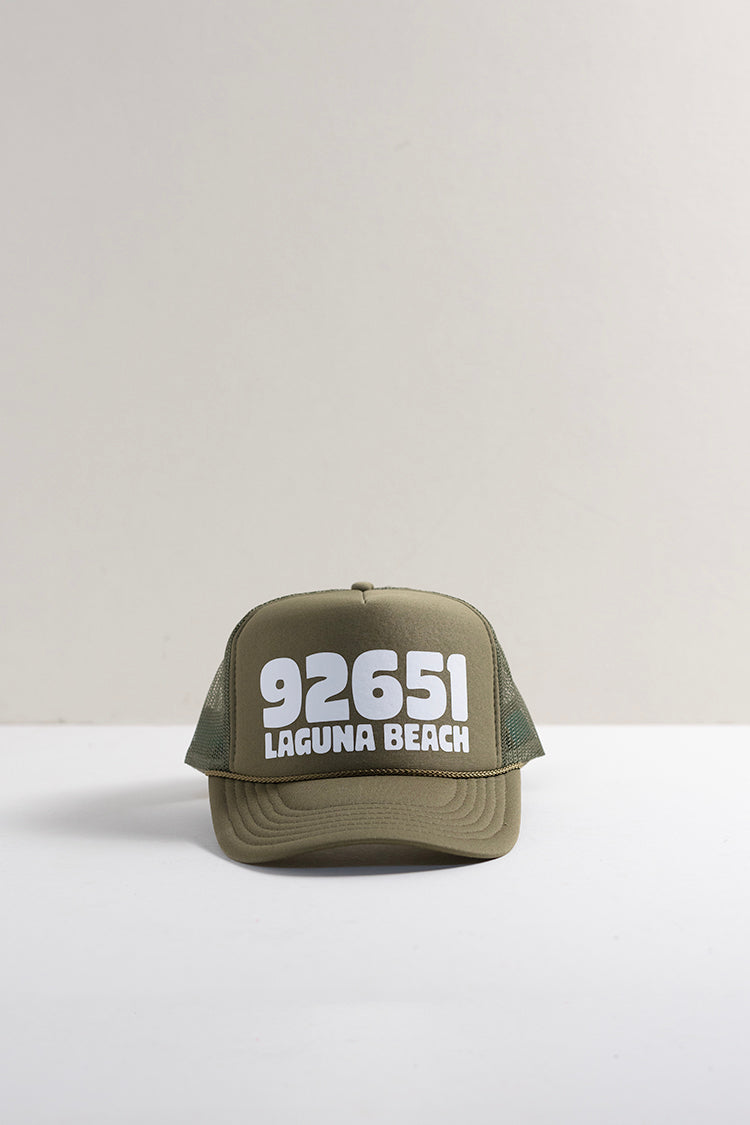 Laguna Zip Code Trucker Hat - Olive