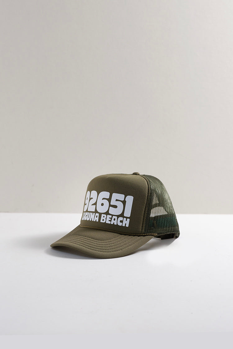 Laguna Zip Code Trucker Hat - Olive