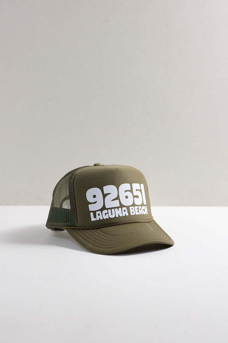 Laguna Zip Code Trucker Hat - Olive