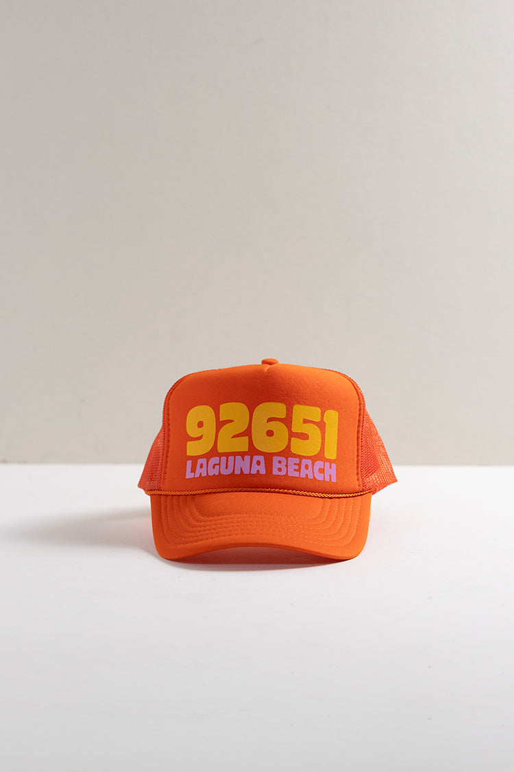 Laguna Zip Code Trucker Hat - Orange