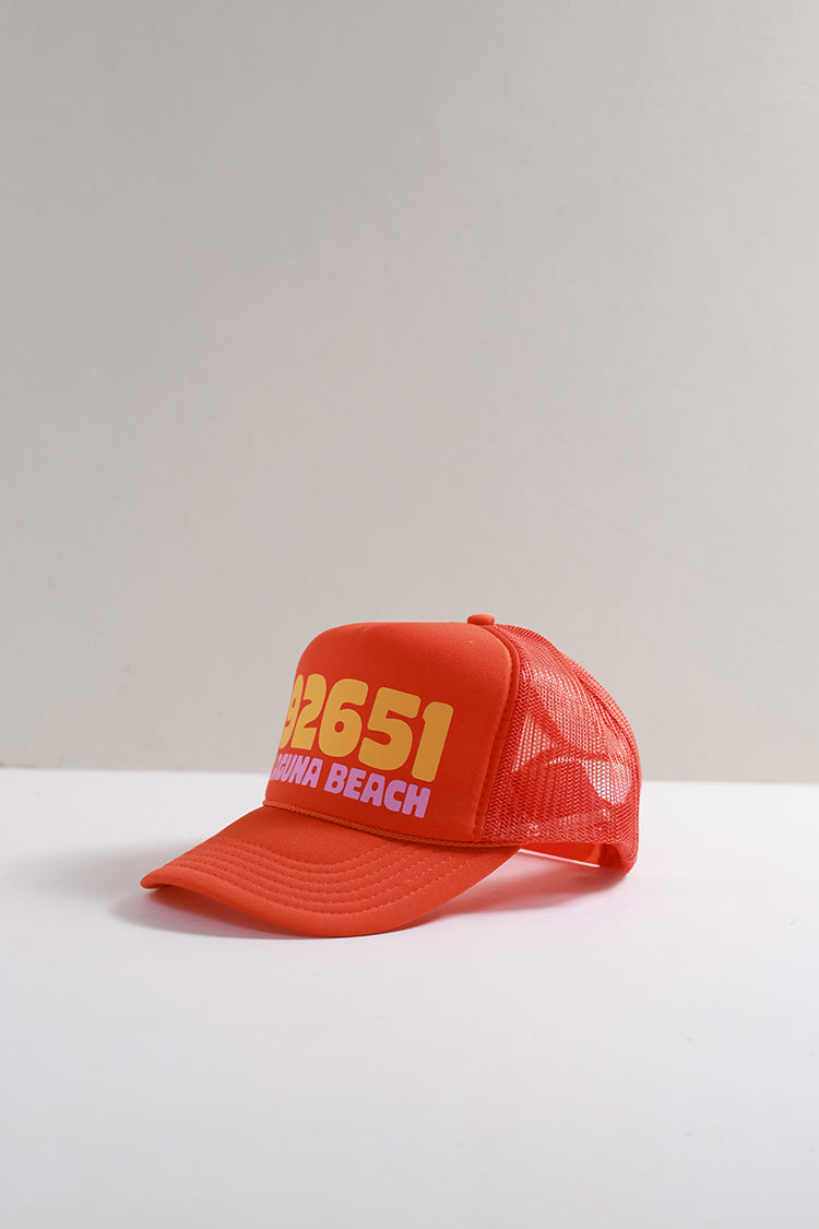 Laguna Zip Code Trucker Hat - Orange