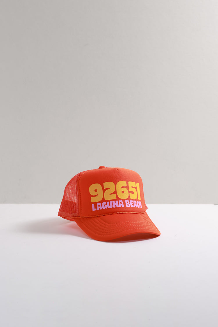 Laguna Zip Code Trucker Hat - Orange
