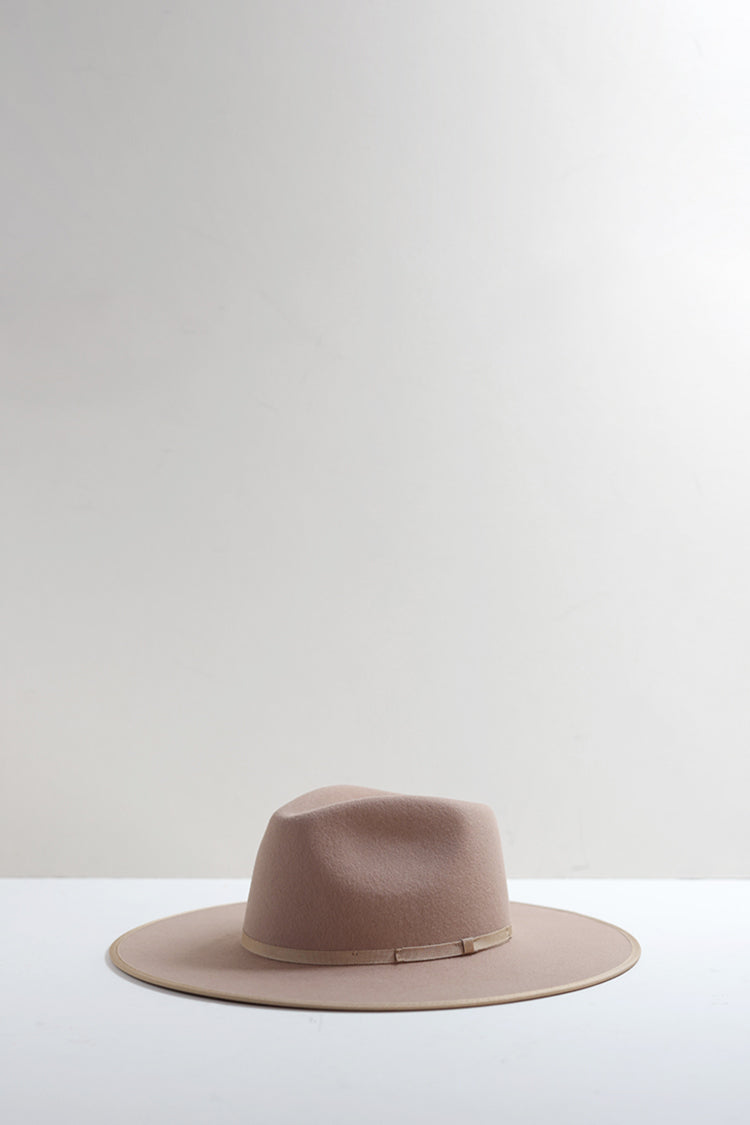 Stevie Wool Wide-Brim Hat - Beige