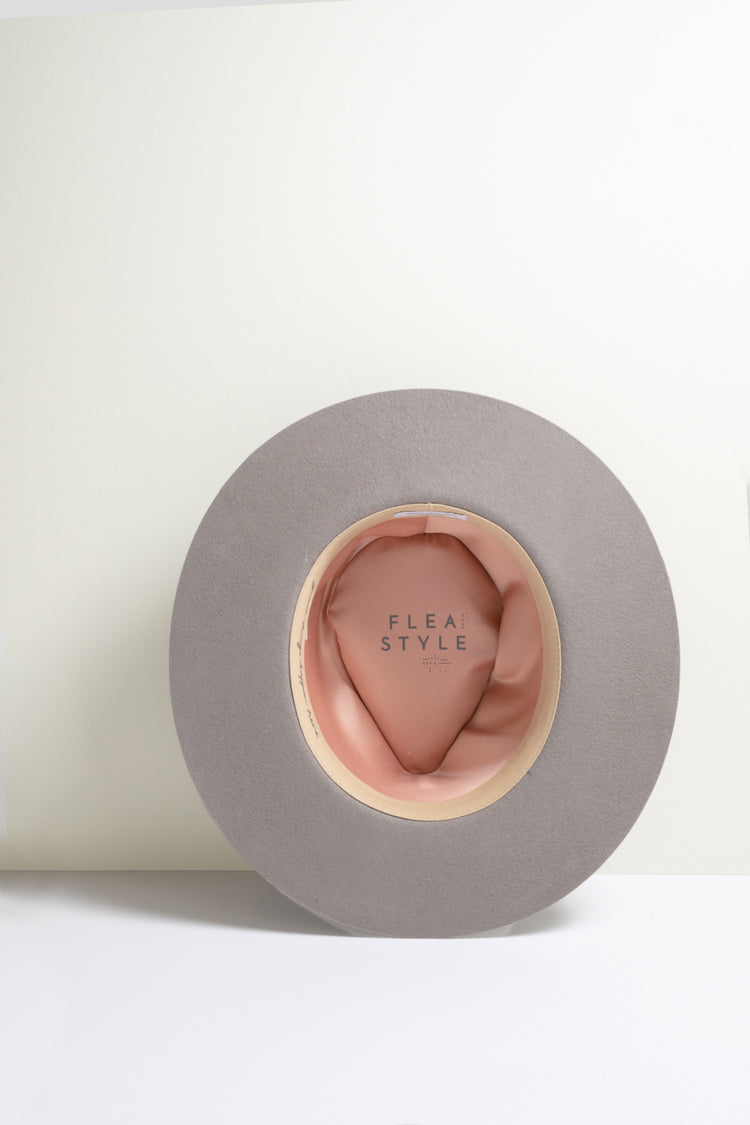 Stevie Wool Wide-Brim Hat - Light Gray-FleaStyle