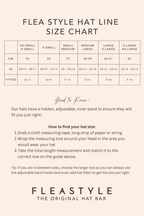Flea Style hat size chart with measurements and instructions on how to find your hat size.