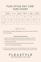 Flea Style hat size chart with measurements and instructions on how to find your hat size.
