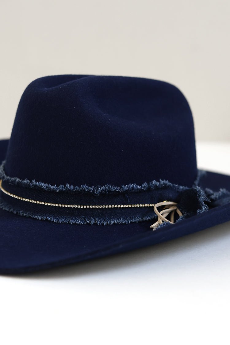 Rhinestone Chain with Suede Hat Band - Flea Style